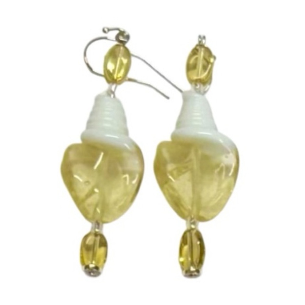HANDMADE Holiday Yellow And White CHRISTMAS Light Bulb EARRINGS